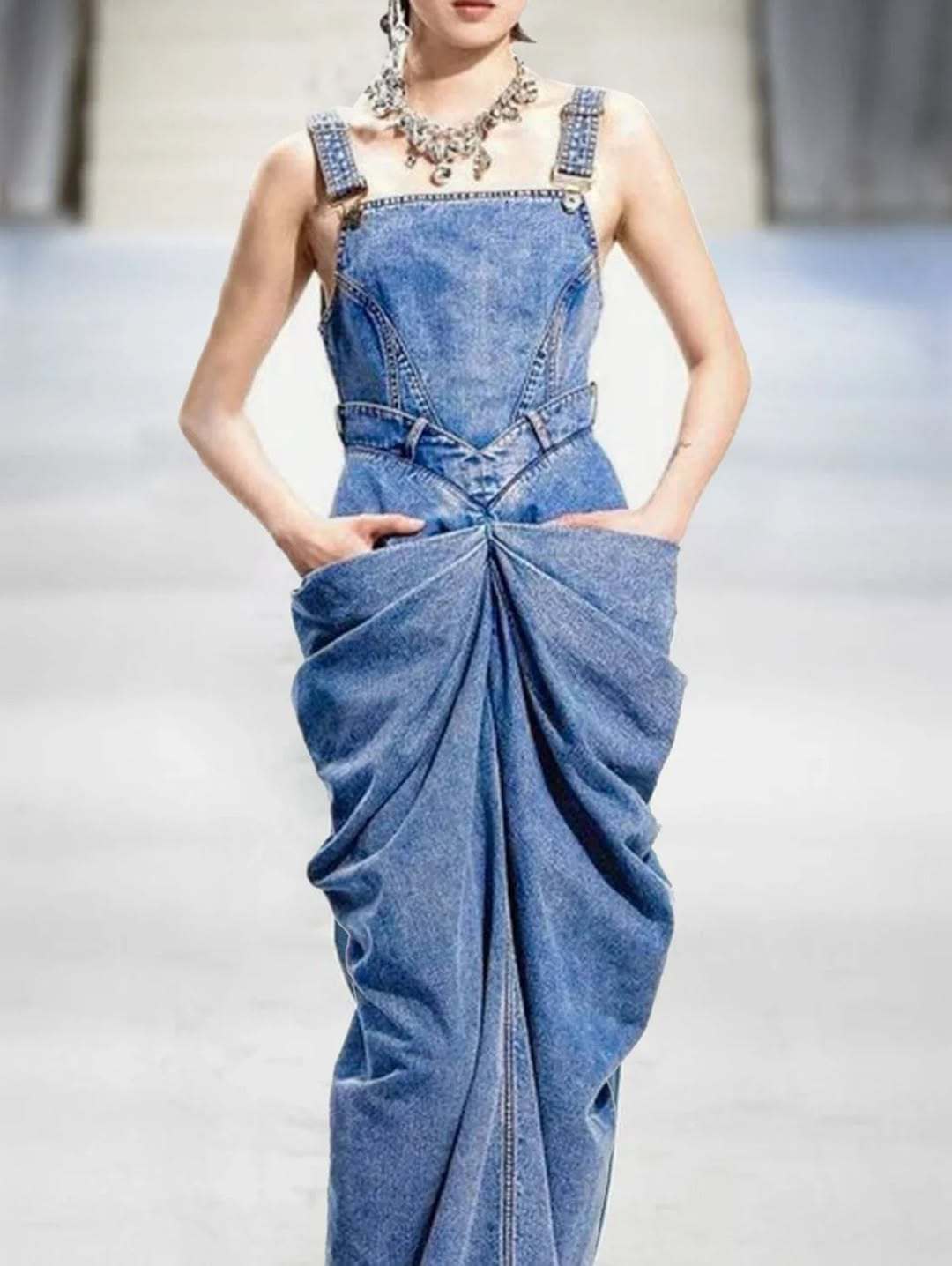 Vintage Denim Maxi Dress Find High End Fashion Online - 4