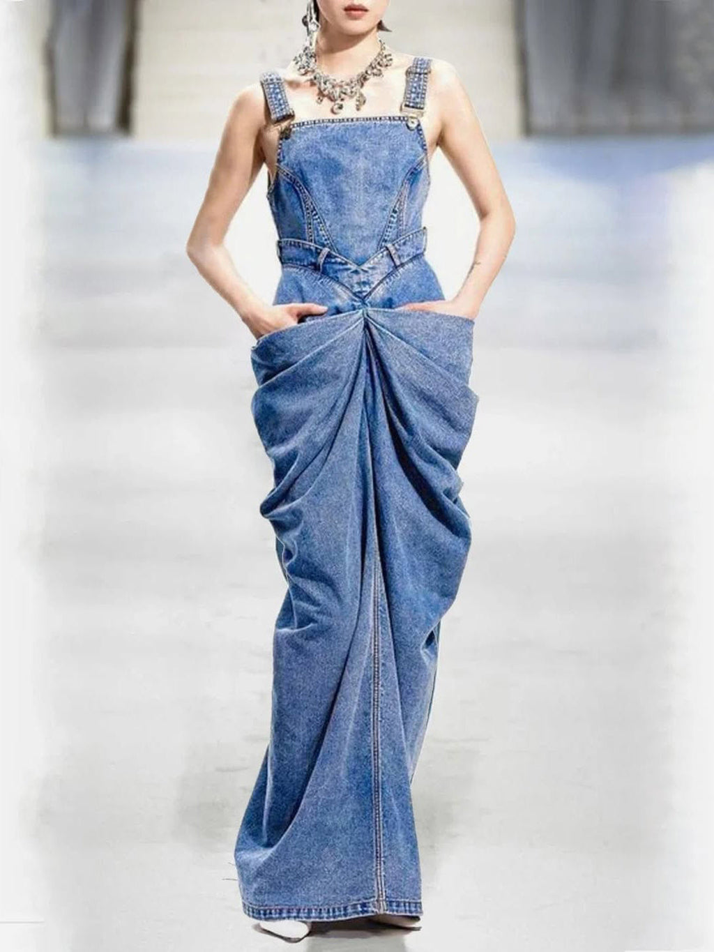 Vintage Denim Maxi Dress Find High End Fashion Online - 4
