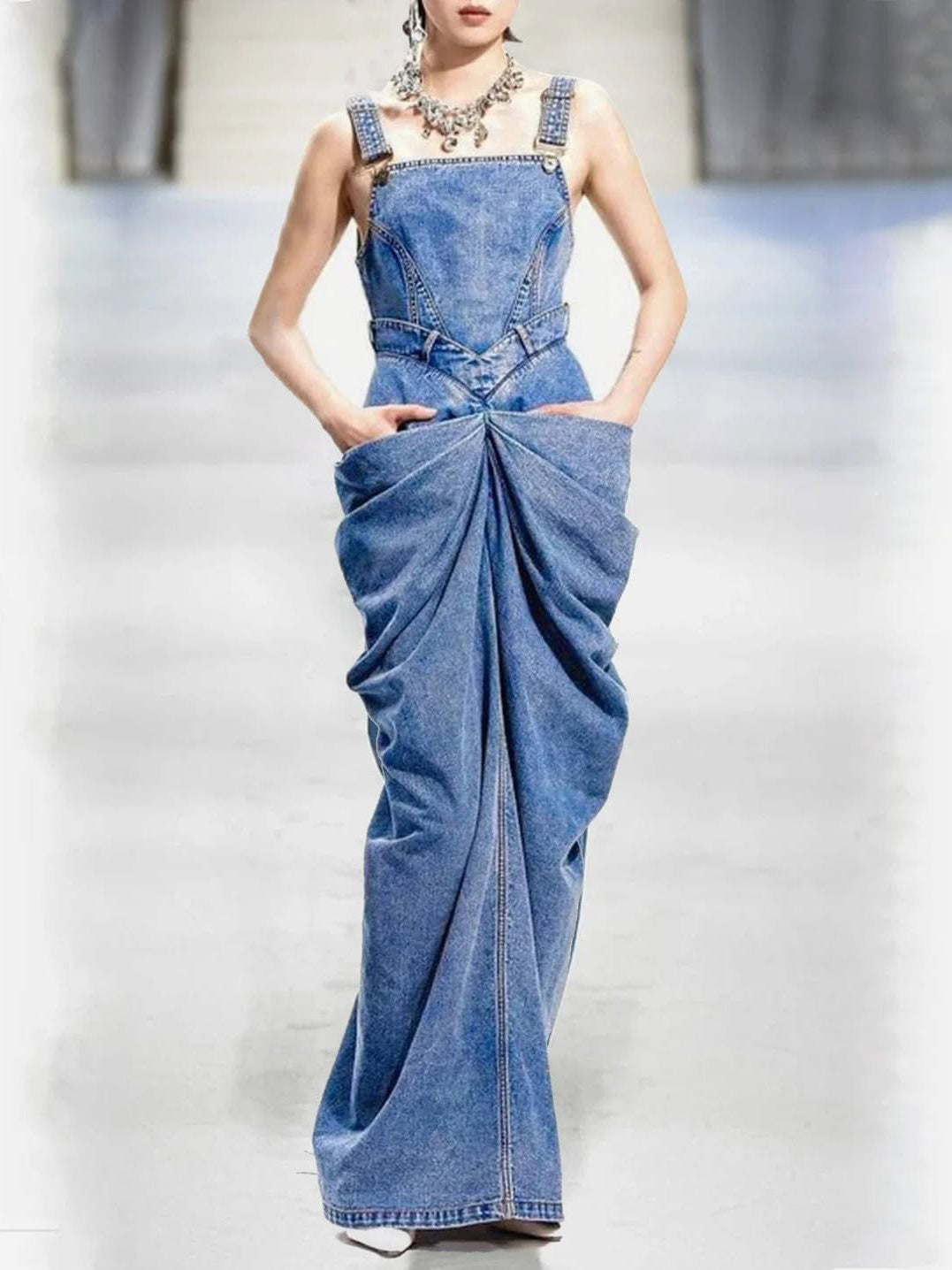 Vintage Denim Maxi Dress Find High End Fashion Online - 4