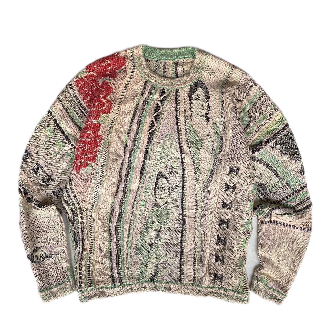 Vintage Ethnic Style Knitted Crewneck Pullover Sweater - Pink / S