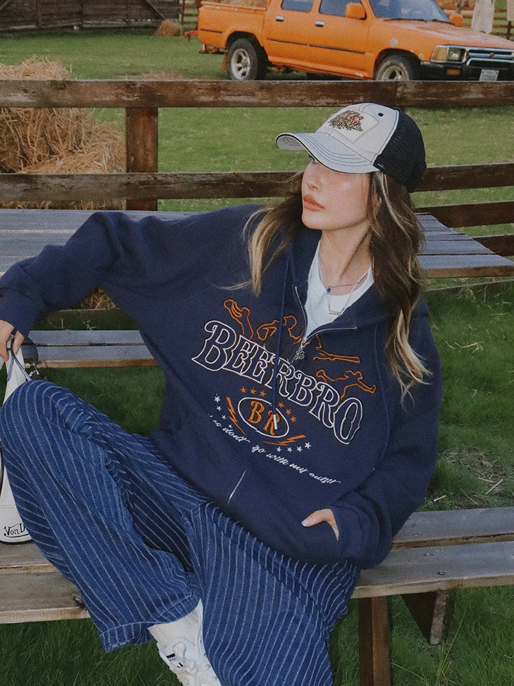Women’s Thin Vintage Hooded Sweatshirt - Navy Blue / S