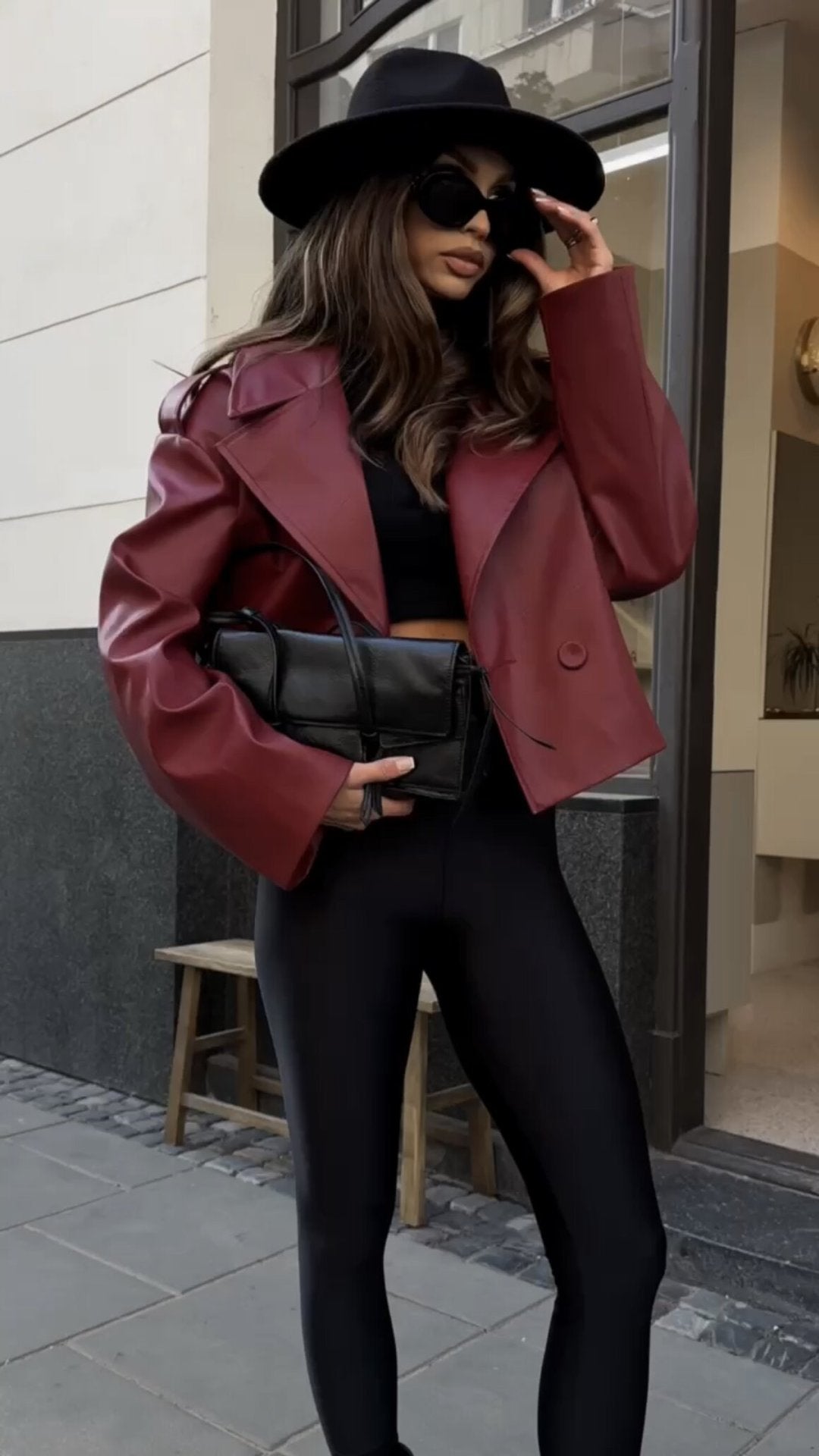 Women’s Fashion Design Retro Leather Jacket - Red / S