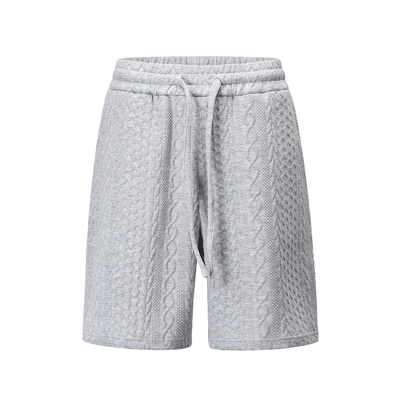 Vintage Loose Knitted Guards Shorts - Light Grey / M