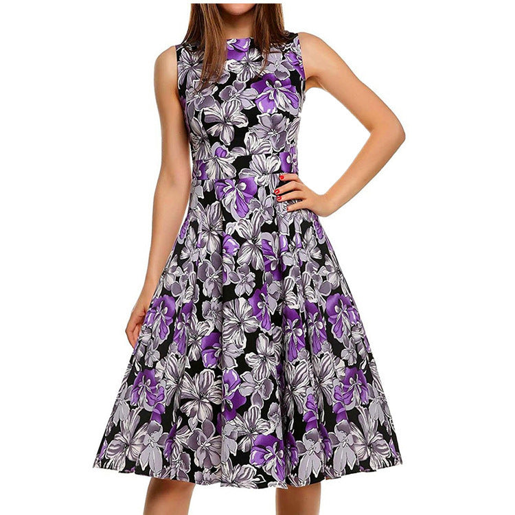 Vintage print dress - Lily purple / XL