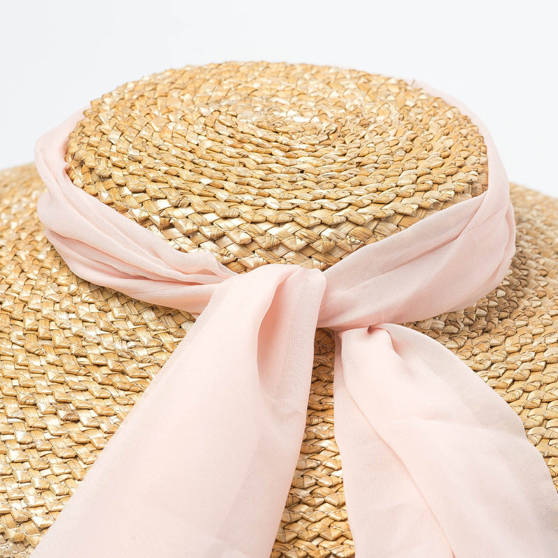 Vintage Shallow Flat Top Chiffon Hat