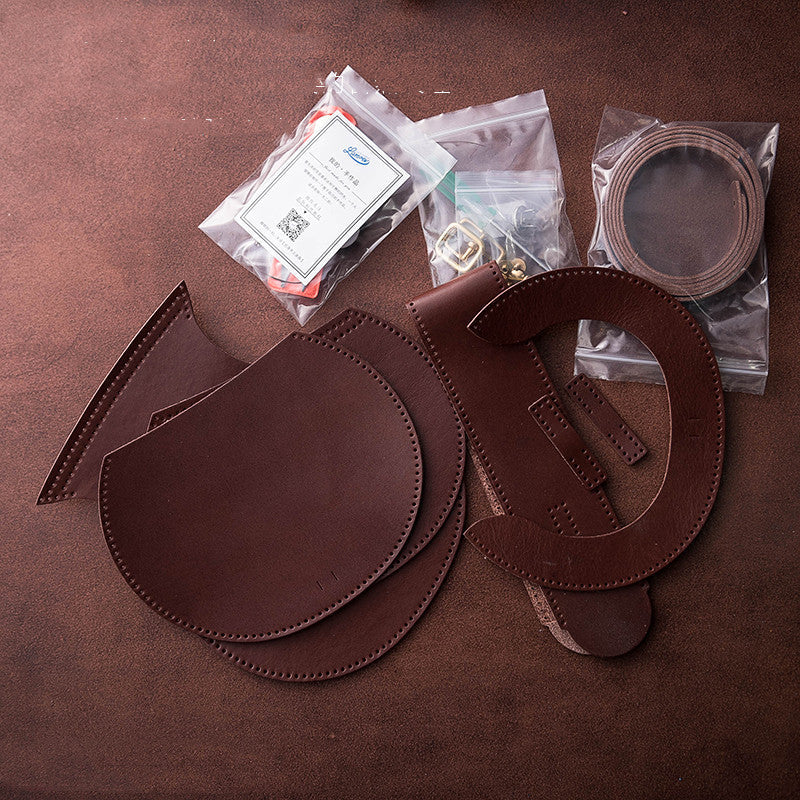 Vintage Vegetable Tanned Leather Round Box Treasure - Coffee