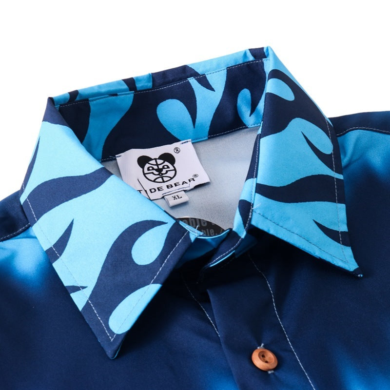 Tie Dye Flame 3D Print Long Sleeve Shirt