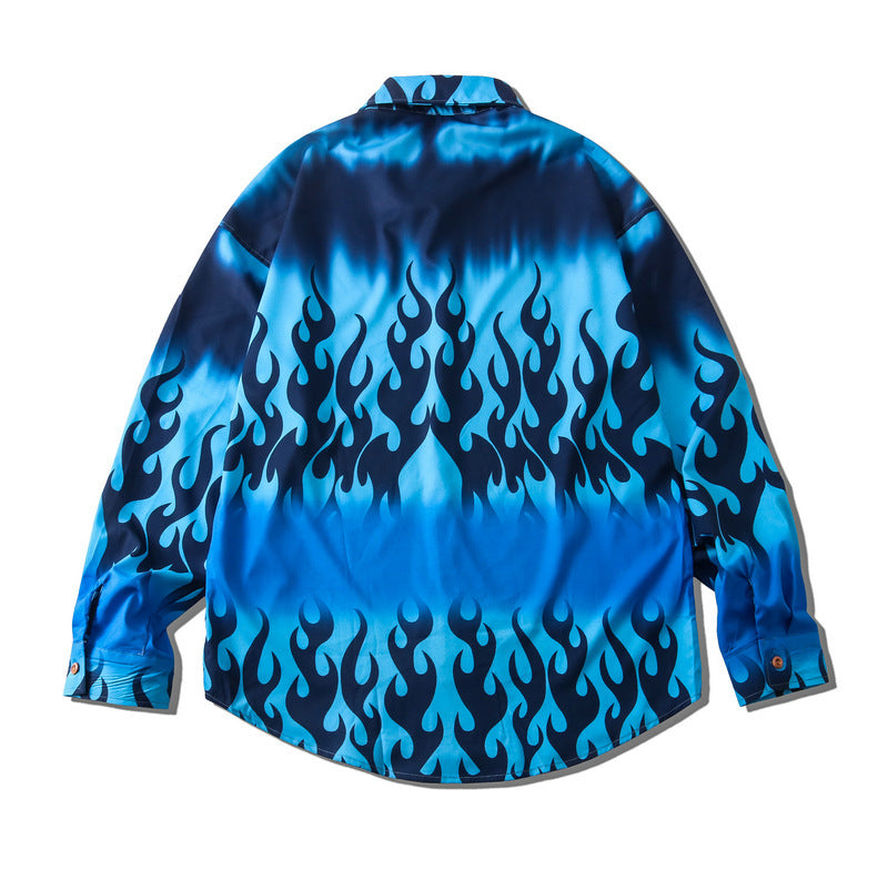 Tie Dye Flame 3D Print Long Sleeve Shirt