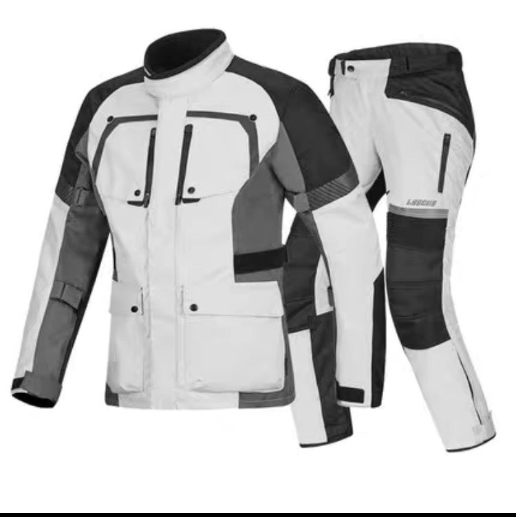 Warm And Waterproof Pull Four-season Motorcycle Clothing - Grey suit set / 2XL