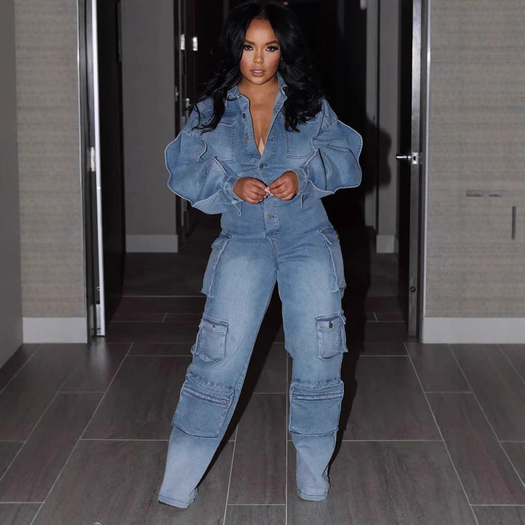 European And American Women’s Suit Draping Effect Straight-leg Pants Jumpsuit