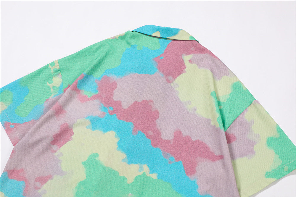 Tie-dye Short-sleeved Shirt Men’s Trendy Brand