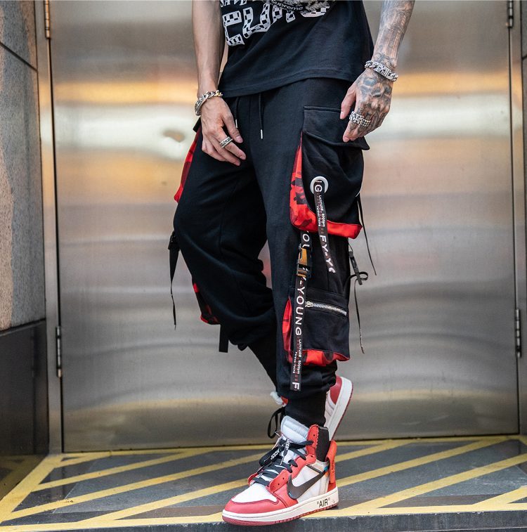 Hiphop webbing harem trousers