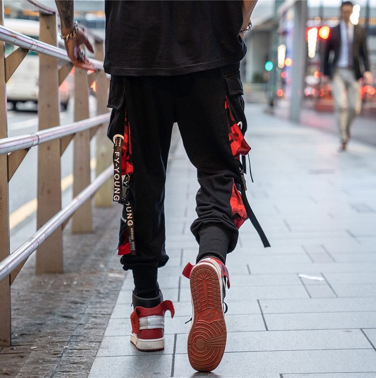 Hiphop webbing harem trousers