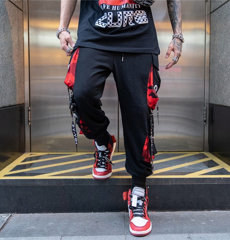 Hiphop webbing harem trousers - Black / S