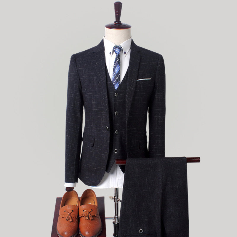 Wedding groomsmen wedding suit men’s suit - Black grey / 5XL