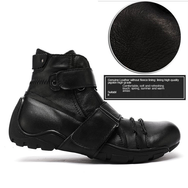 Black single leather ankle boot from Western Cowboy Martin Boots with real velvet wool integrated