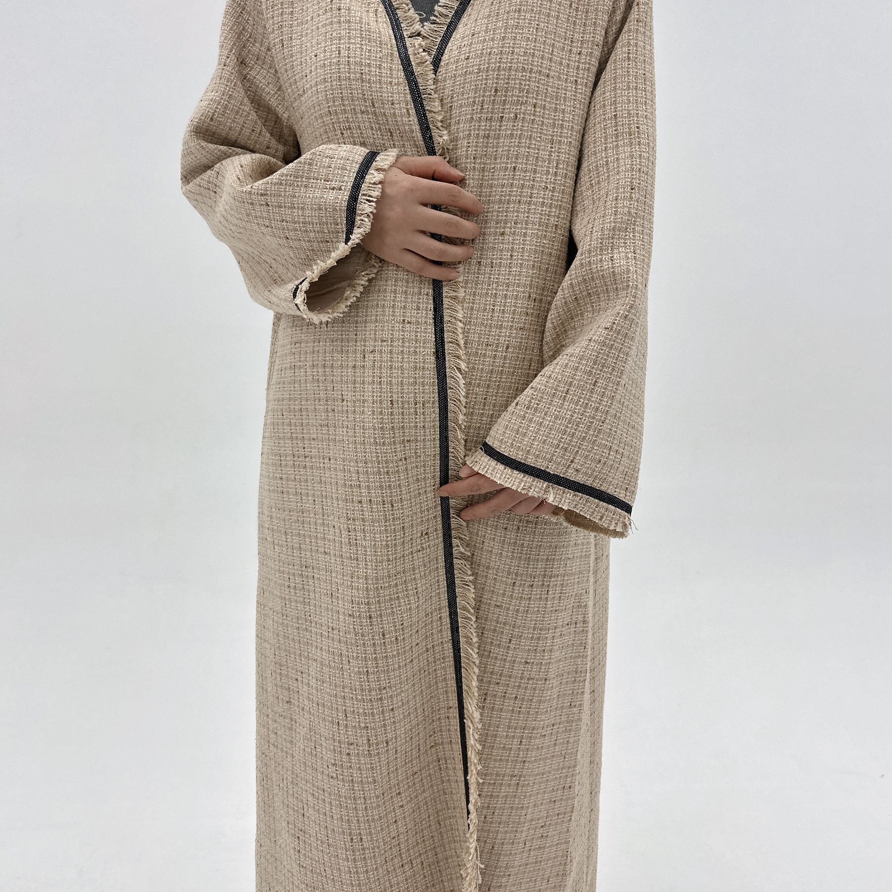 Turkey Dubai Autumn And Winter Cardigan Dress - Khaki / S