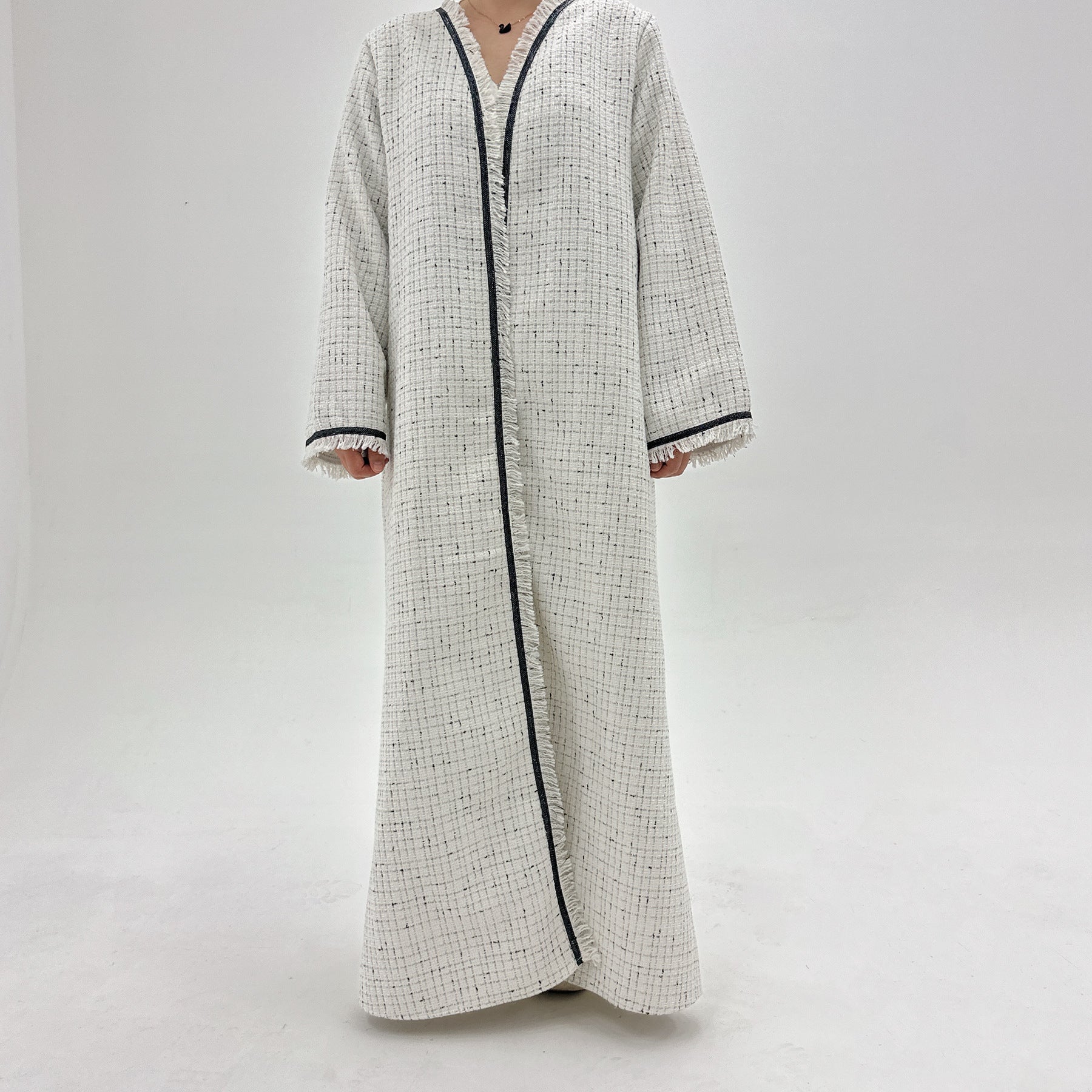 Turkey Dubai Autumn And Winter Cardigan Dress - White / S