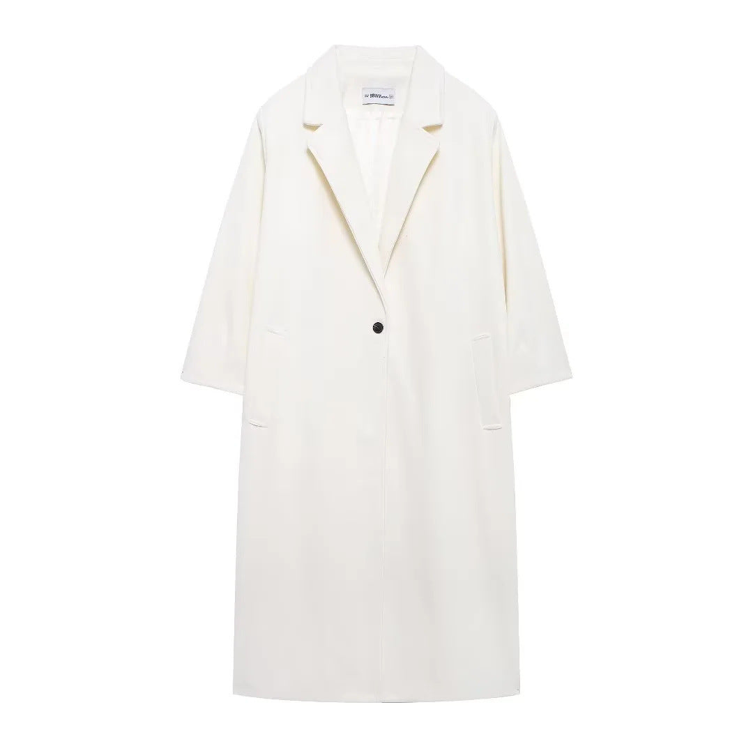 Fashionable All-match Woolen Coat For Women - White / S