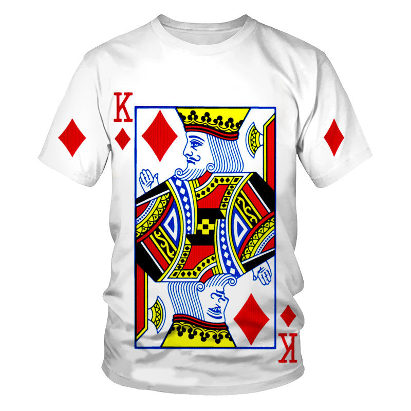 Poker Men’s T-shirt 3D Digital Printing Short Sleeve - A White / S