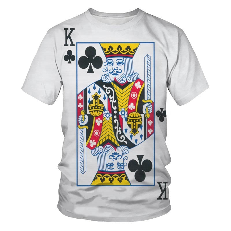 Poker Men’s T-shirt 3D Digital Printing Short Sleeve - White / S