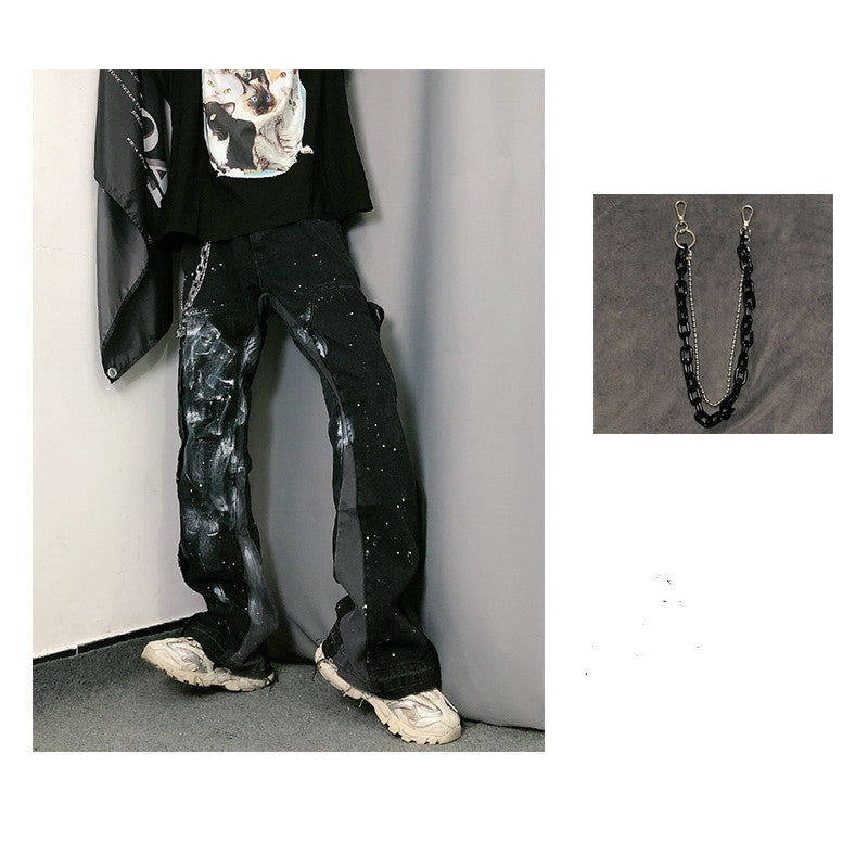 Whoa Gift Chain Jeans Pants Hiphop Wash oOld Splash - Brightblack / M