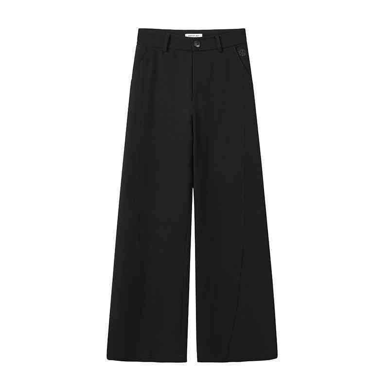 Wide Waist Suit Pants Simple Commute - Black / L