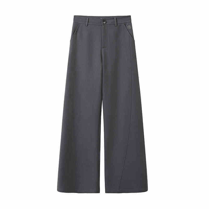 Wide Waist Suit Pants Simple Commute - Grey / L