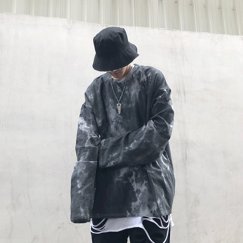Men’s Retro Tie-Dye Hip-Hop Crew Neck Sweater