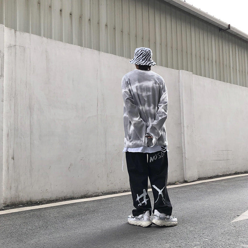 Men’s Retro Tie-Dye Hip-Hop Crew Neck Sweater