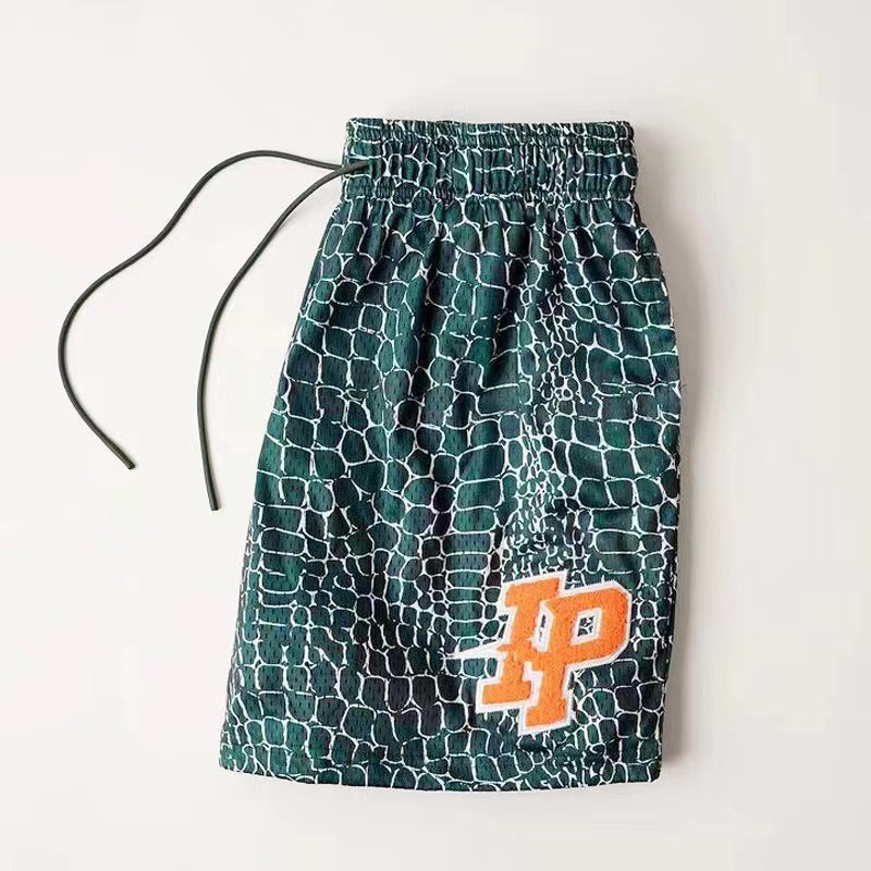 Men’s Sports Quick-drying Cropped Shorts Casual Basketball Running - Crocodile Pattern / M
