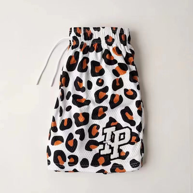 Men’s Sports Quick-drying Cropped Shorts Casual Basketball Running - Leopard Print / M