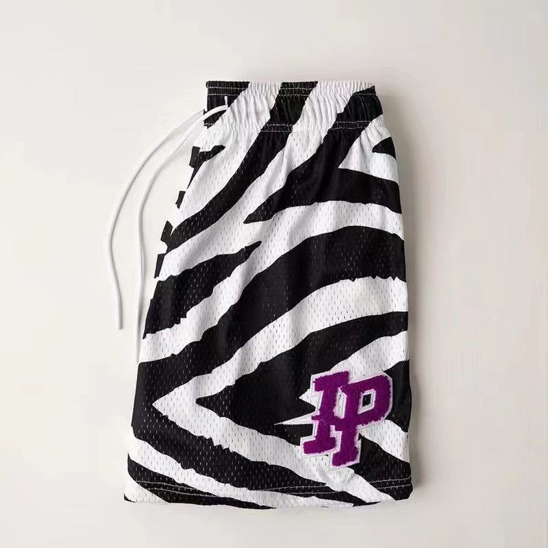 Men’s Sports Quick-drying Cropped Shorts Casual Basketball Running - Zebra Stripes / M