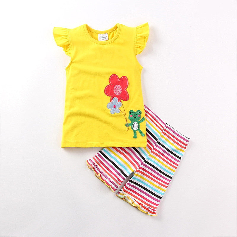 Kids Clothes Sets Newborn Boy Floral Waterproof Suits Ruffle - Yellow / 110cm