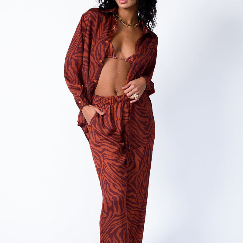 Loose Printed Shirt Women’s Suit