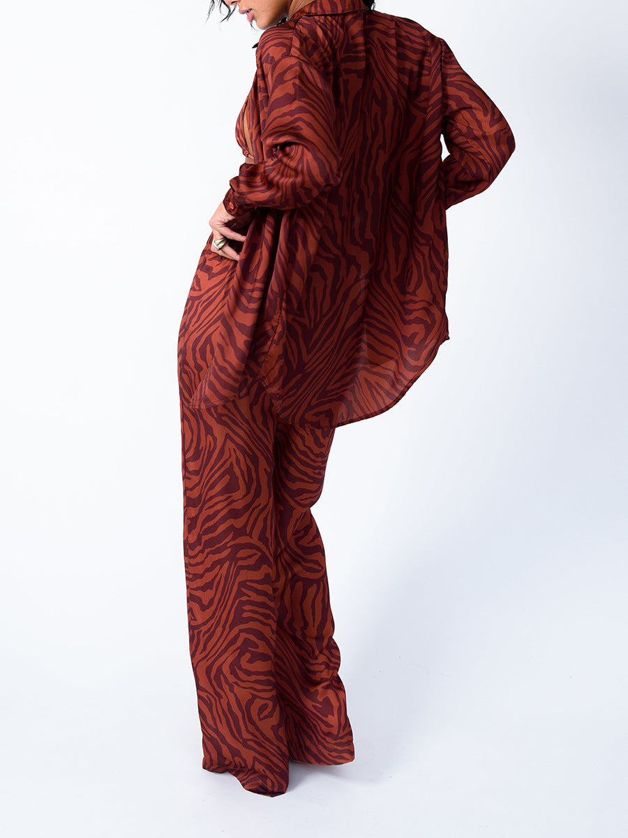 Loose Printed Shirt Women’s Suit