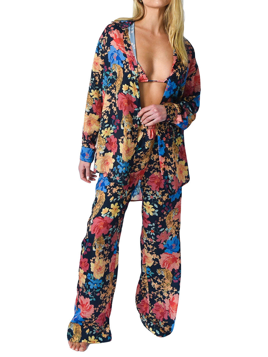Loose Printed Shirt Women’s Suit - Color / S