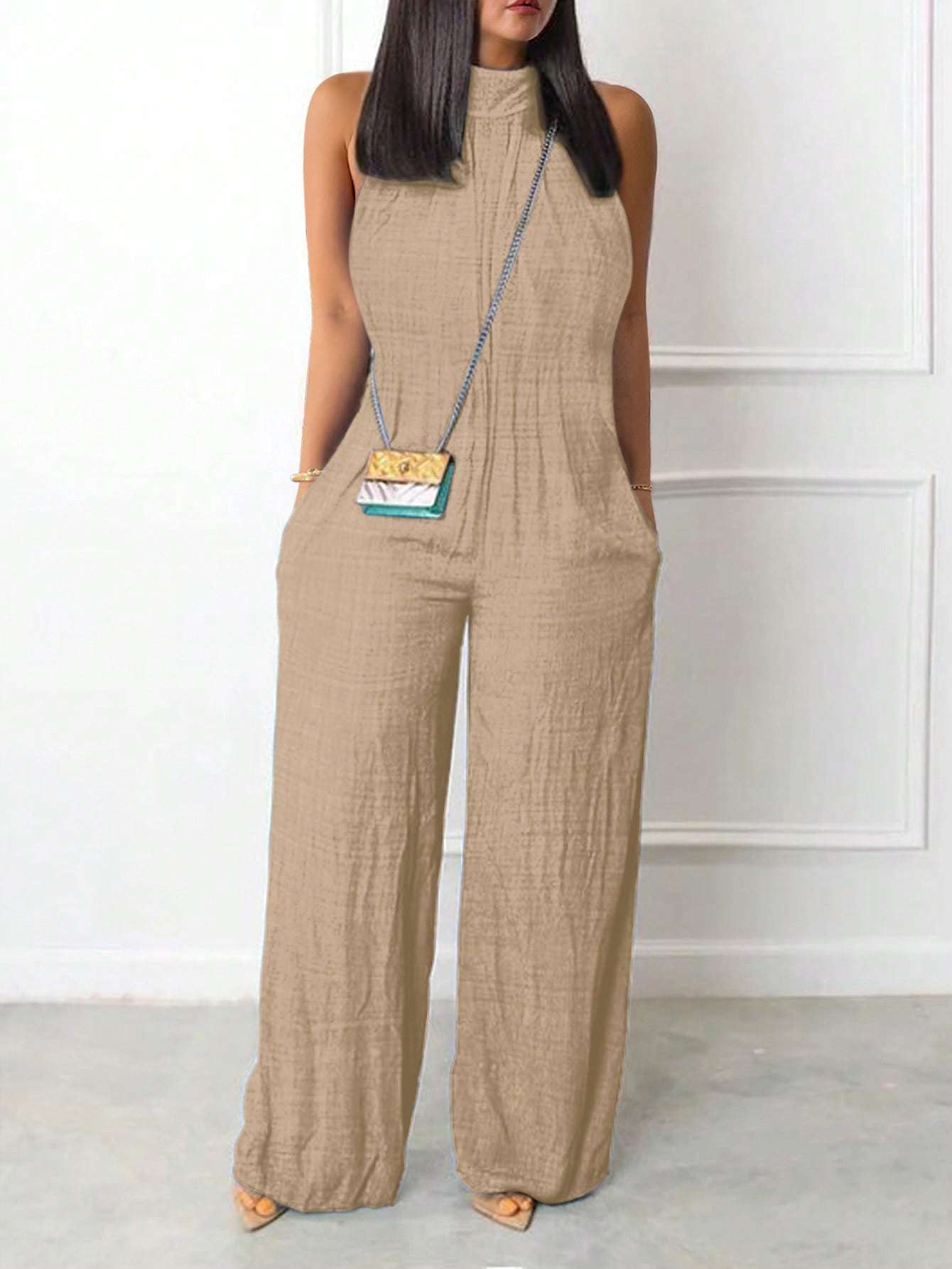 Sleeveless Halter Ruffled Young Women’s Jumpsuit - 4