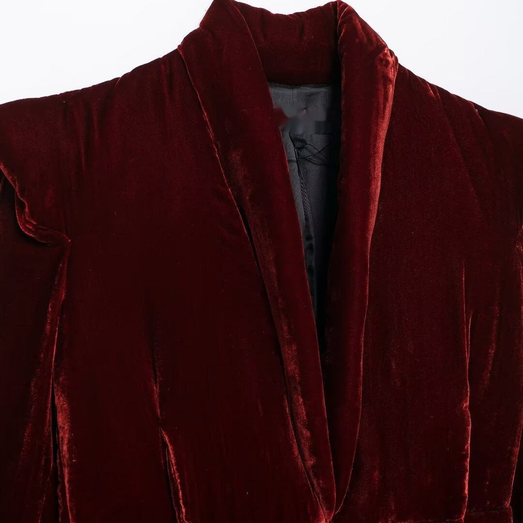 Polyester Women’s Autumn All-match Velvet Cotton Coat Jacket