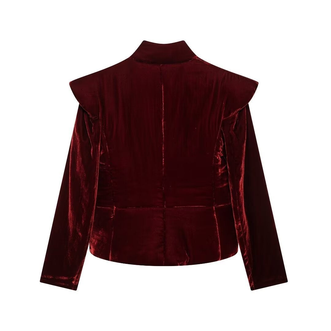 Polyester Women’s Autumn All-match Velvet Cotton Coat Jacket