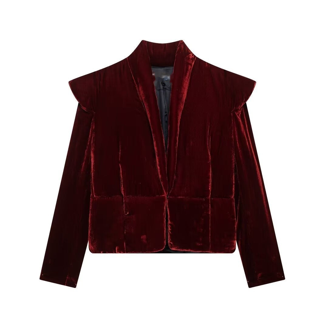 Polyester Women’s Autumn All-match Velvet Cotton Coat Jacket