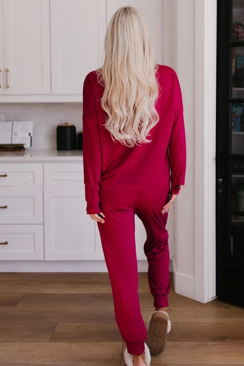 Wine Red Luxury Long Sleeve Christmas Clothing