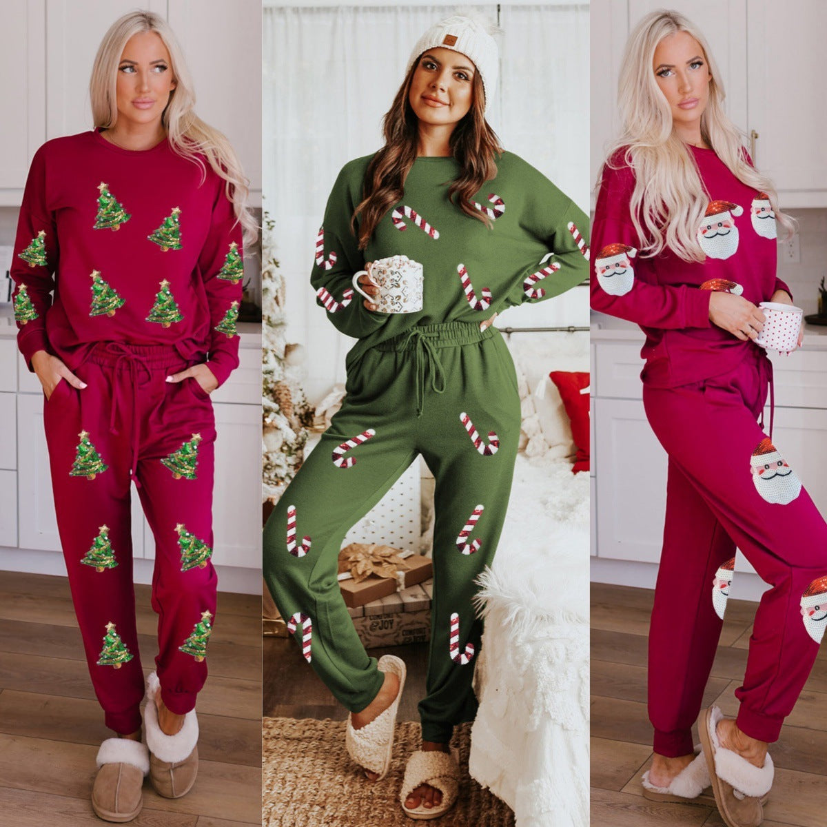Wine Red Luxury Long Sleeve Christmas Clothing