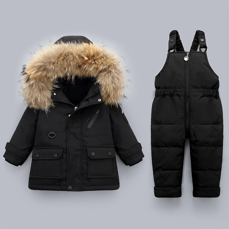 Winter Baby Boy’s Down Jacket Suit - Black / 80cm