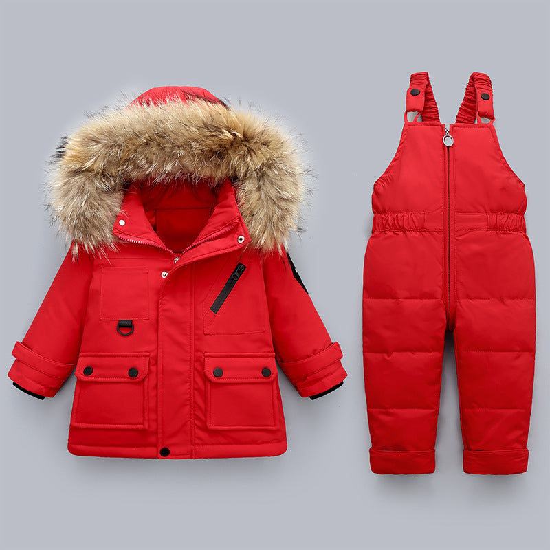 Winter Baby Boy’s Down Jacket Suit - Red / 80cm
