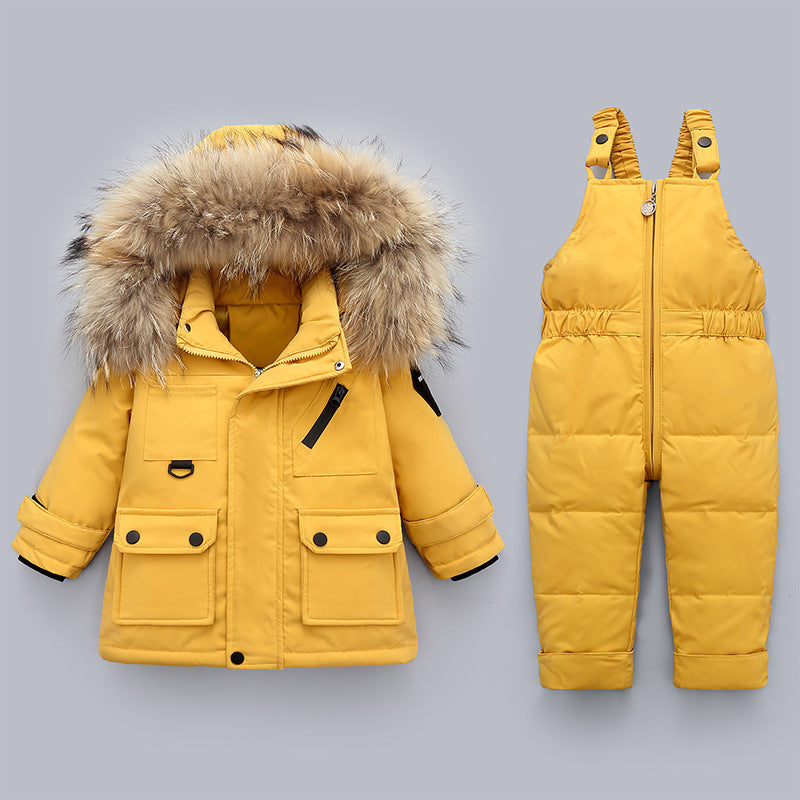 Winter Baby Boy’s Down Jacket Suit - Yellow / 80cm