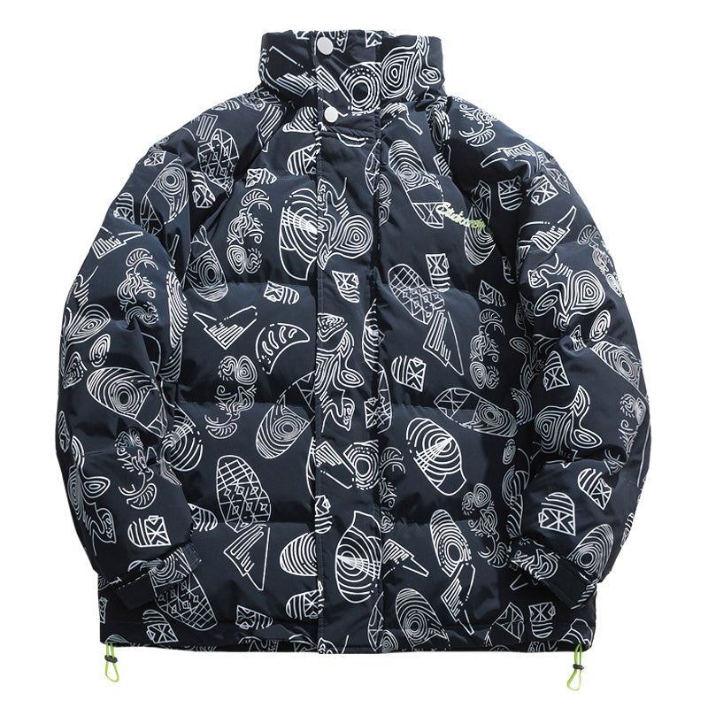 Winter Fashion Brand Printed Stand-Collar Cotton Men’s National Trend