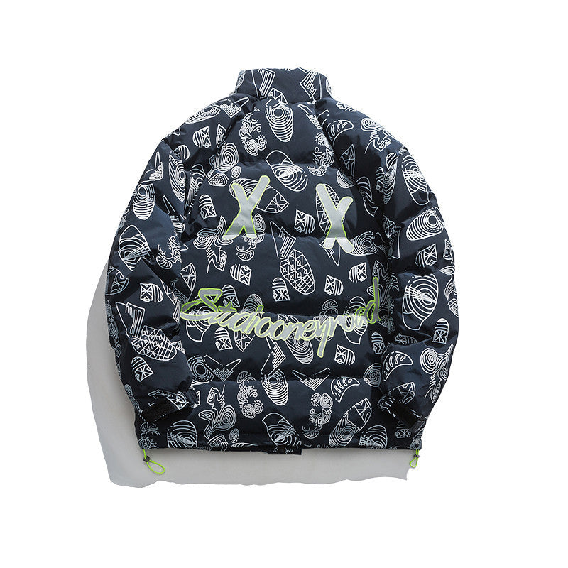 Winter Fashion Brand Printed Stand-Collar Cotton Men’s National Trend