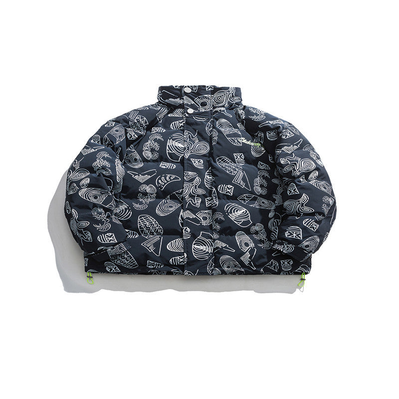 Winter Fashion Brand Printed Stand-Collar Cotton Men’s National Trend