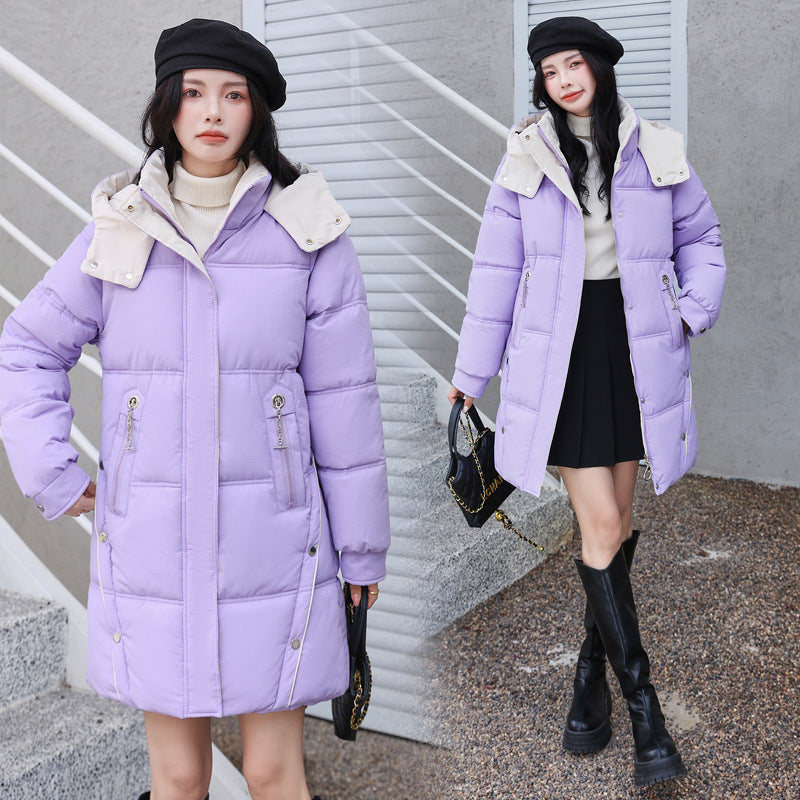 Winter Loose Down Cotton-padded Coat Women’s Coat Mid-length Thickened